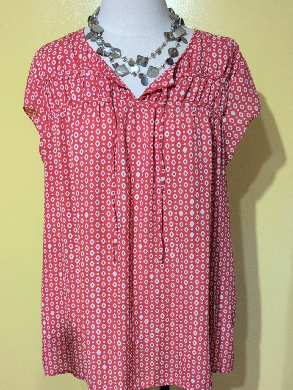 Croft & Barrow Red Geometric Blouse